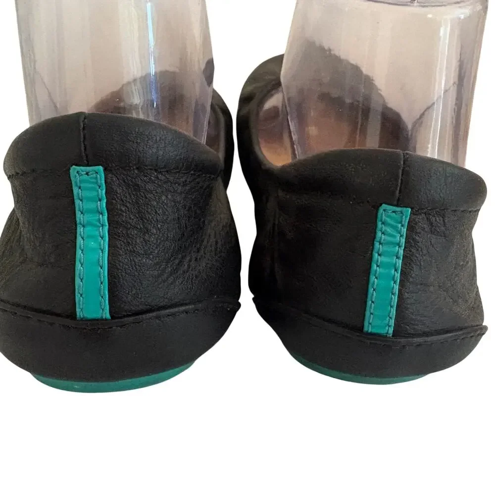 TIEKS Black Italian Nappa Leather Soft Ballet Flats Luxury Minimalist MSRP $210